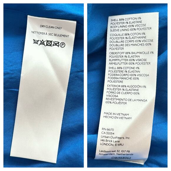 Maeve by Anthropologie Blue Blazer Jacket Large Short Double Breasted Mod Coat - Picture 7 of 12